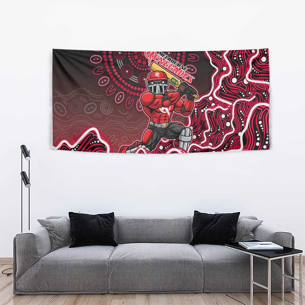 Melbourne Renegades Cricket Mascot Tapestry Aboriginal Dot Art Red And Black Tribal Pattern