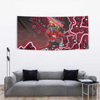 Melbourne Renegades Cricket Mascot Tapestry Aboriginal Dot Art Red And Black Tribal Pattern