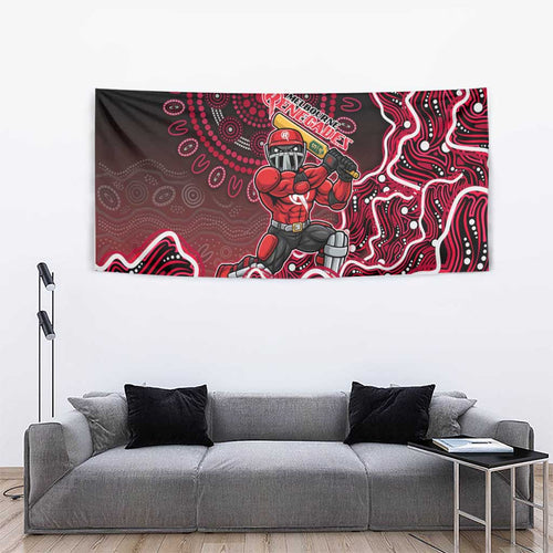 Melbourne Renegades Cricket Mascot Tapestry Aboriginal Dot Art Red And Black Tribal Pattern