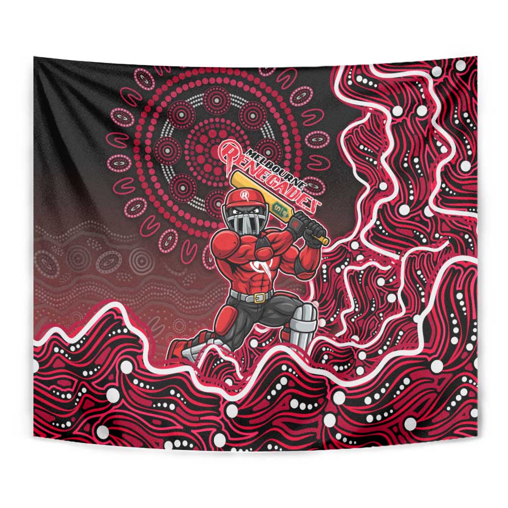Melbourne Renegades Cricket Mascot Tapestry Aboriginal Dot Art Red And Black Tribal Pattern