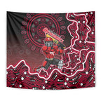 Melbourne Renegades Cricket Mascot Tapestry Aboriginal Dot Art Red And Black Tribal Pattern