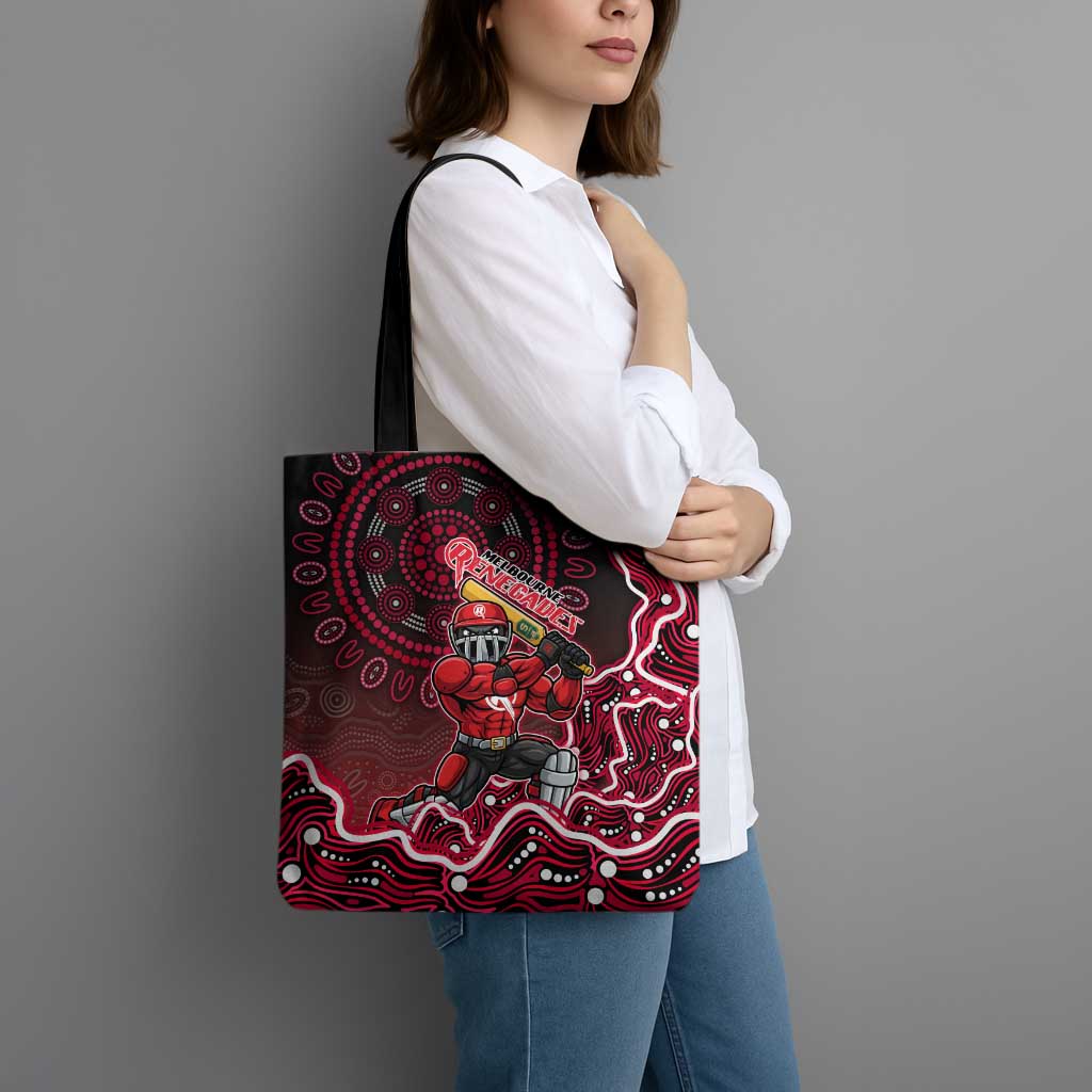 Melbourne Renegades Cricket Mascot Tote Bag Aboriginal Dot Art Red And Black Tribal Pattern