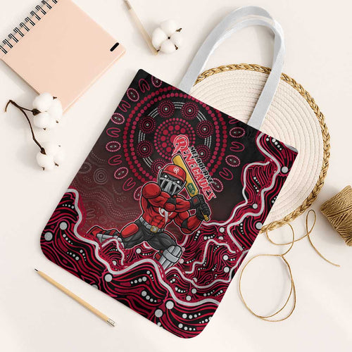 Melbourne Renegades Cricket Mascot Tote Bag Aboriginal Dot Art Red And Black Tribal Pattern