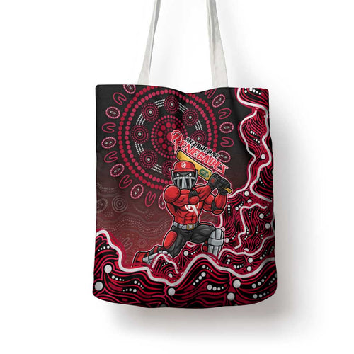 Melbourne Renegades Cricket Mascot Tote Bag Aboriginal Dot Art Red And Black Tribal Pattern