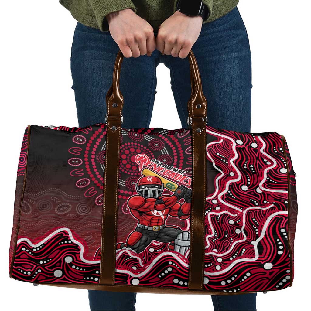 Melbourne Renegades Cricket Mascot Travel Bag Aboriginal Dot Art Red And Black Tribal Pattern