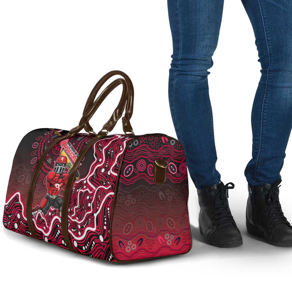 Melbourne Renegades Cricket Mascot Travel Bag Aboriginal Dot Art Red And Black Tribal Pattern