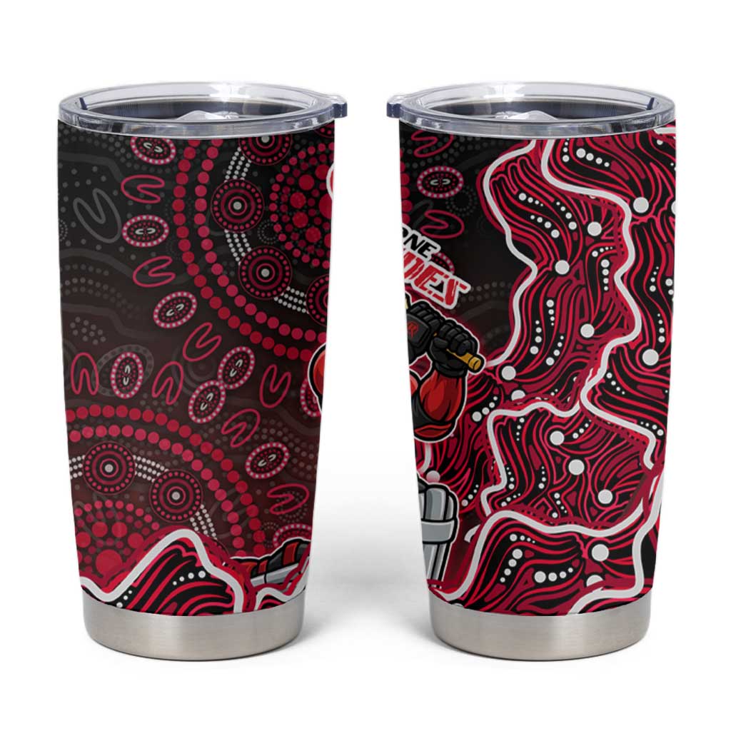 Melbourne Renegades Cricket Mascot Tumbler Cup Aboriginal Dot Art Red And Black Tribal Pattern