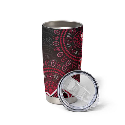 Melbourne Renegades Cricket Mascot Tumbler Cup Aboriginal Dot Art Red And Black Tribal Pattern