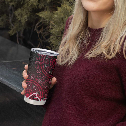 Melbourne Renegades Cricket Mascot Tumbler Cup Aboriginal Dot Art Red And Black Tribal Pattern