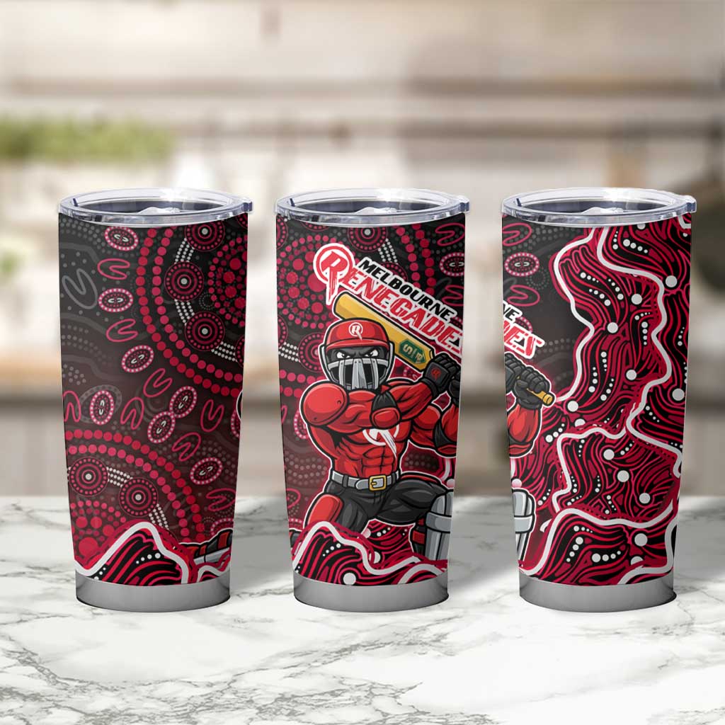 Melbourne Renegades Cricket Mascot Tumbler Cup Aboriginal Dot Art Red And Black Tribal Pattern