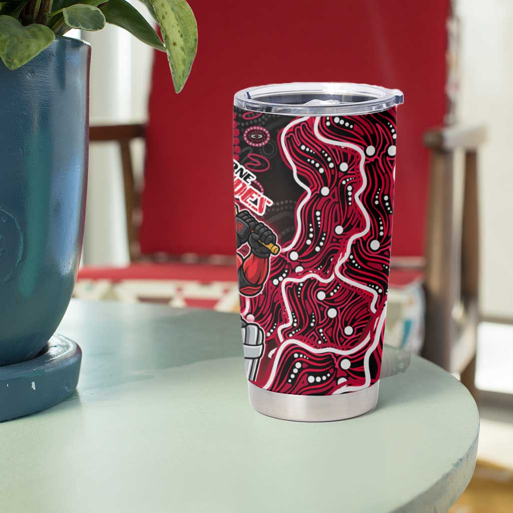 Melbourne Renegades Cricket Mascot Tumbler Cup Aboriginal Dot Art Red And Black Tribal Pattern