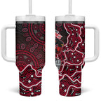 Melbourne Renegades Cricket Mascot Tumbler With Handle Aboriginal Dot Art Red And Black Tribal Pattern