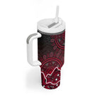 Melbourne Renegades Cricket Mascot Tumbler With Handle Aboriginal Dot Art Red And Black Tribal Pattern