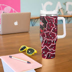 Melbourne Renegades Cricket Mascot Tumbler With Handle Aboriginal Dot Art Red And Black Tribal Pattern