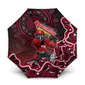 Melbourne Renegades Cricket Mascot Umbrella Aboriginal Dot Art Red And Black Tribal Pattern