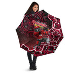 Melbourne Renegades Cricket Mascot Umbrella Aboriginal Dot Art Red And Black Tribal Pattern