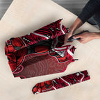 Melbourne Renegades Cricket Mascot Umbrella Aboriginal Dot Art Red And Black Tribal Pattern