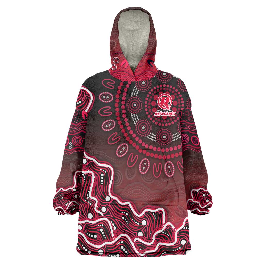 Melbourne Renegades Cricket Mascot Wearable Blanket Hoodie Aboriginal Dot Art Red And Black Tribal Pattern