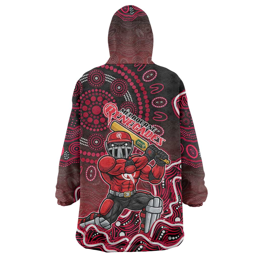 Melbourne Renegades Cricket Mascot Wearable Blanket Hoodie Aboriginal Dot Art Red And Black Tribal Pattern