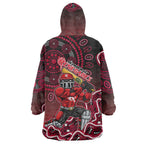 Melbourne Renegades Cricket Mascot Wearable Blanket Hoodie Aboriginal Dot Art Red And Black Tribal Pattern