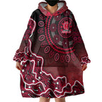 Melbourne Renegades Cricket Mascot Wearable Blanket Hoodie Aboriginal Dot Art Red And Black Tribal Pattern