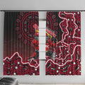 Melbourne Renegades Cricket Mascot Window Curtain Aboriginal Dot Art Red And Black Tribal Pattern