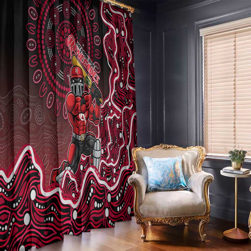 Melbourne Renegades Cricket Mascot Window Curtain Aboriginal Dot Art Red And Black Tribal Pattern