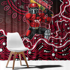 Melbourne Renegades Cricket Mascot Window Curtain Aboriginal Dot Art Red And Black Tribal Pattern