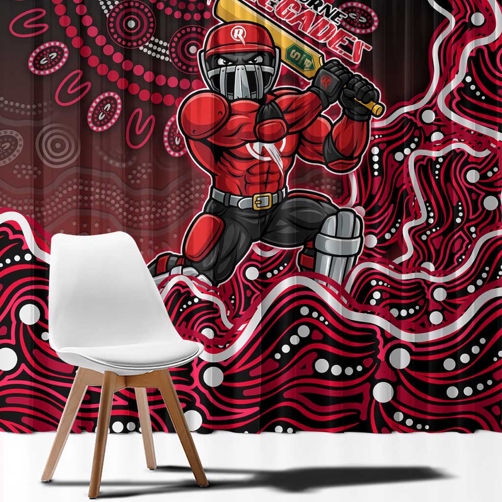 Melbourne Renegades Cricket Mascot Window Curtain Aboriginal Dot Art Red And Black Tribal Pattern
