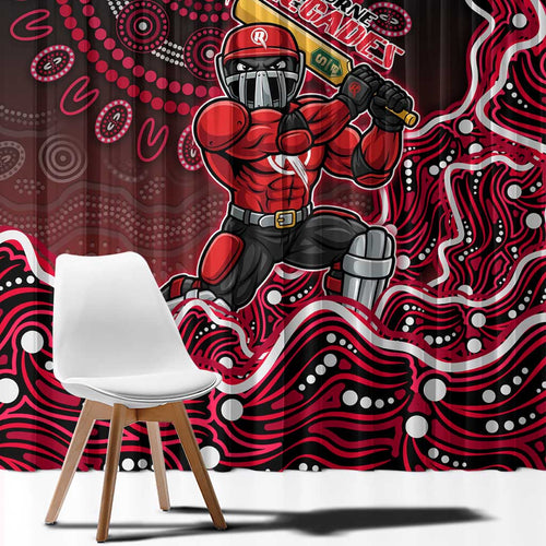 Melbourne Renegades Cricket Mascot Window Curtain Aboriginal Dot Art Red And Black Tribal Pattern