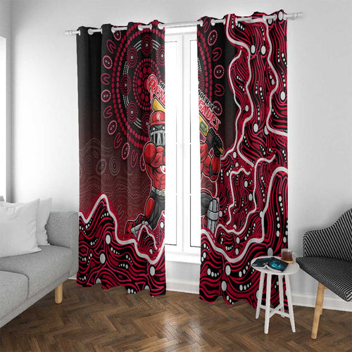 Melbourne Renegades Cricket Mascot Window Curtain Aboriginal Dot Art Red And Black Tribal Pattern