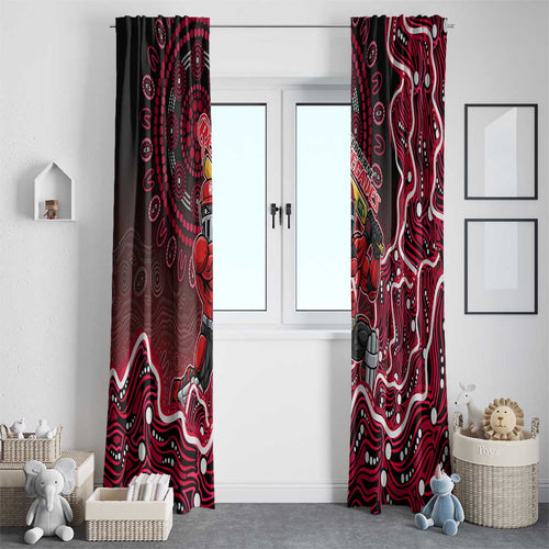 Melbourne Renegades Cricket Mascot Window Curtain Aboriginal Dot Art Red And Black Tribal Pattern