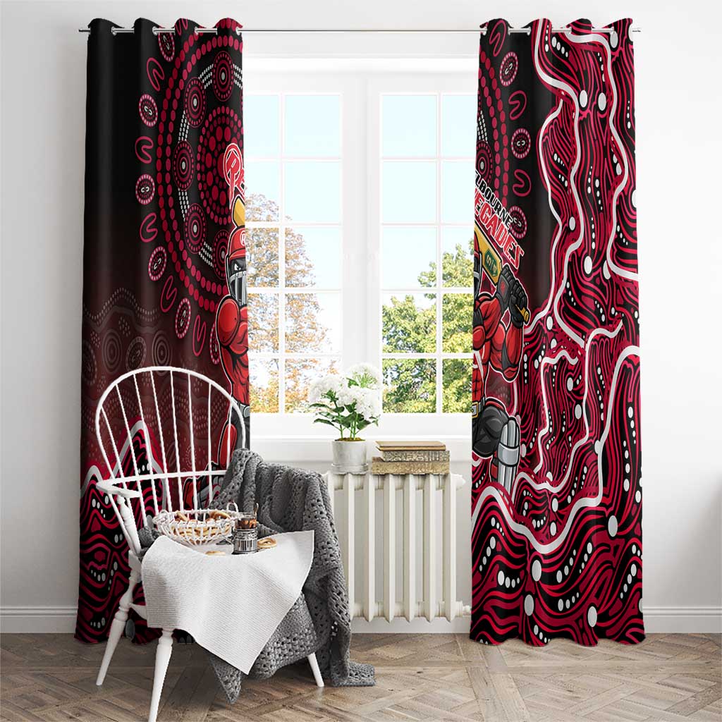 Melbourne Renegades Cricket Mascot Window Curtain Aboriginal Dot Art Red And Black Tribal Pattern
