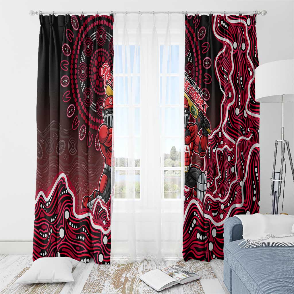 Melbourne Renegades Cricket Mascot Window Curtain Aboriginal Dot Art Red And Black Tribal Pattern