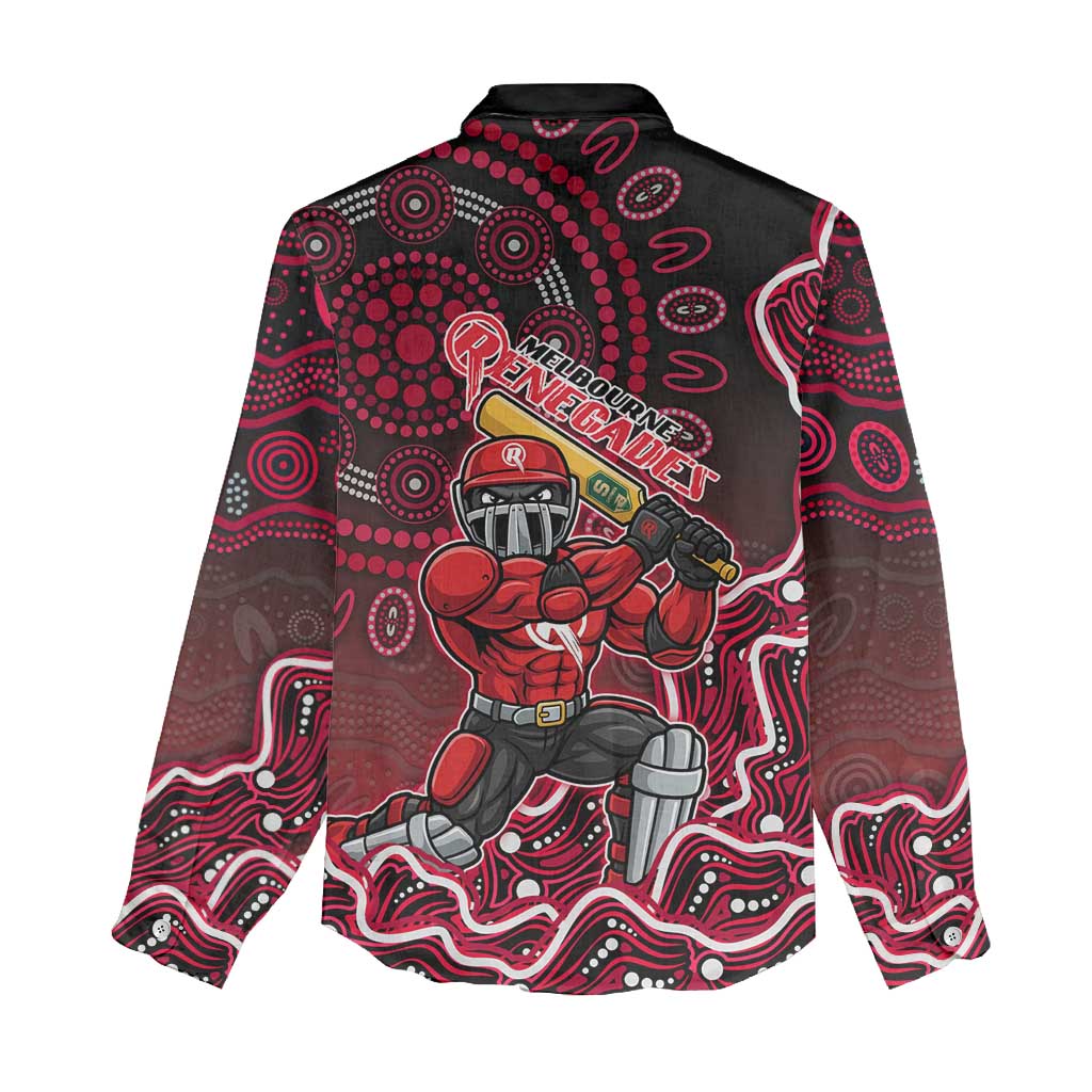 Melbourne Renegades Cricket Mascot Women Casual Shirt Aboriginal Dot Art Red And Black Tribal Pattern