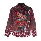 Melbourne Renegades Cricket Mascot Women Casual Shirt Aboriginal Dot Art Red And Black Tribal Pattern