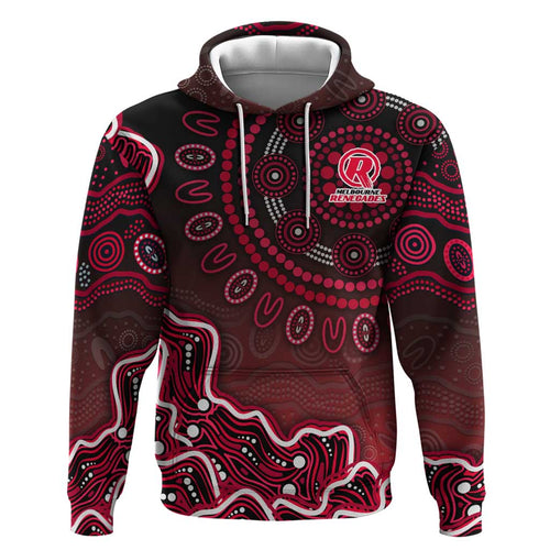 Melbourne Renegades Cricket Mascot Zip Hoodie Aboriginal Dot Art Red And Black Tribal Pattern