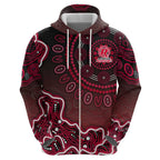 Melbourne Renegades Cricket Mascot Zip Hoodie Aboriginal Dot Art Red And Black Tribal Pattern