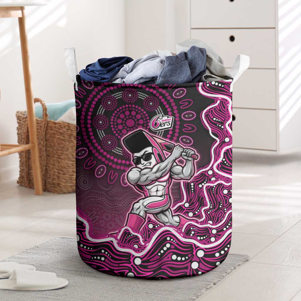 Sydney Sixers Cricket Mascot Laundry Basket Aboriginal Dot Art Pink And Black Tribal Pattern