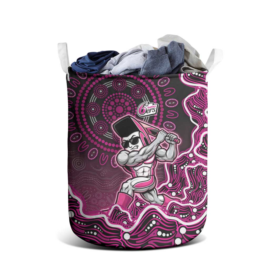 Sydney Sixers Cricket Mascot Laundry Basket Aboriginal Dot Art Pink And Black Tribal Pattern