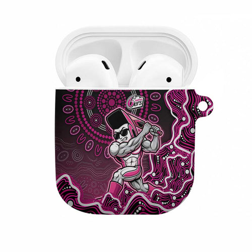 Sydney Sixers Cricket Mascot AirPods Case Aboriginal Dot Art Pink And Black Tribal Pattern