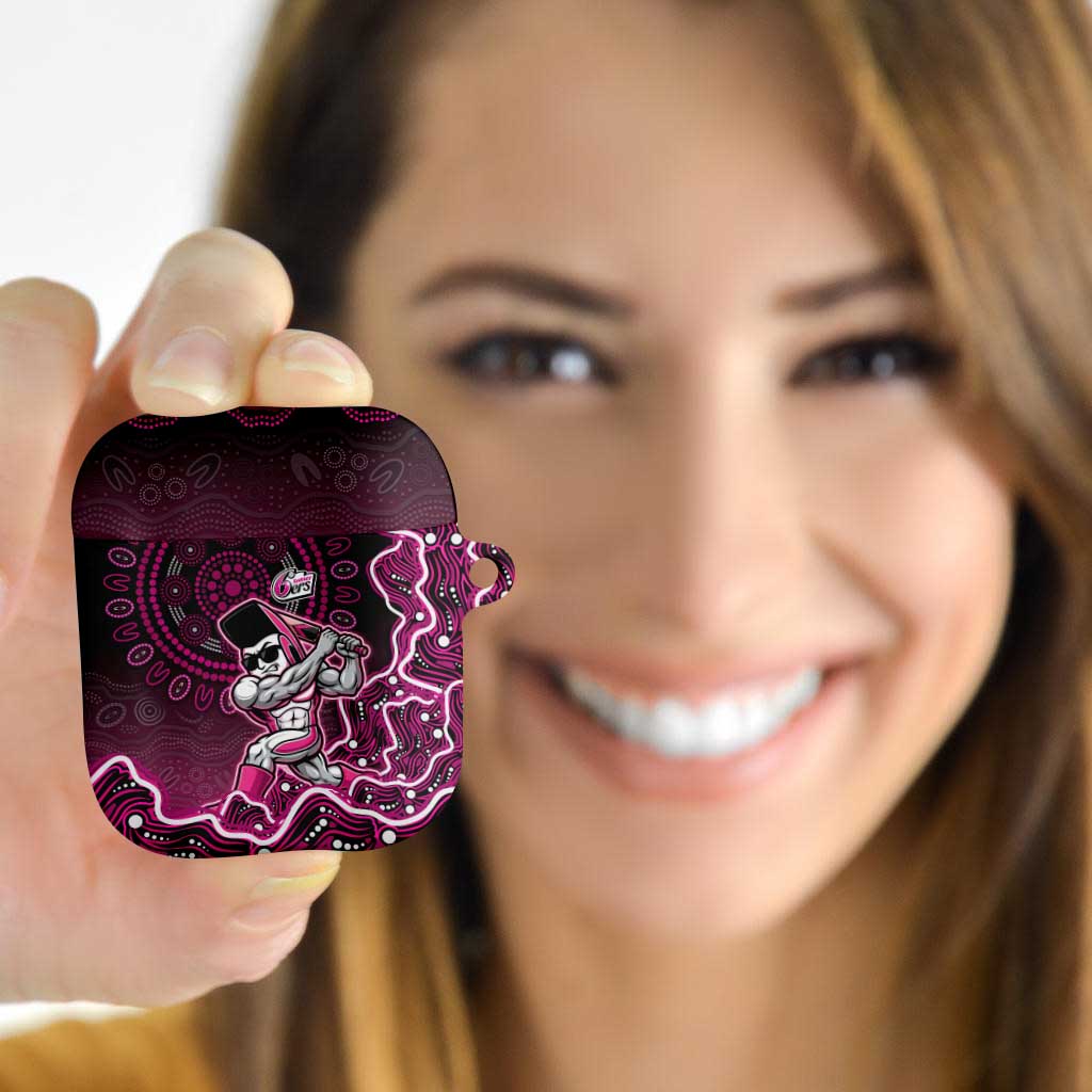 Sydney Sixers Cricket Mascot AirPods Case Aboriginal Dot Art Pink And Black Tribal Pattern
