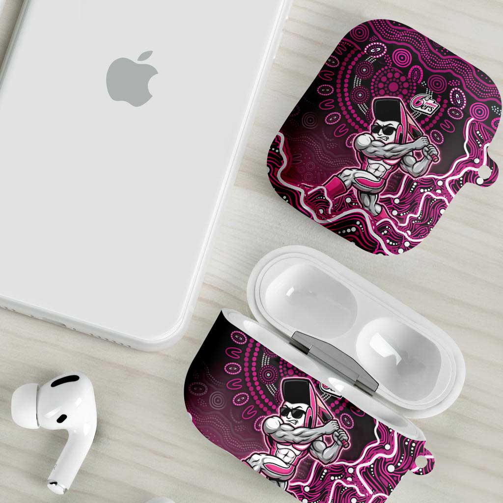 Sydney Sixers Cricket Mascot AirPods Case Aboriginal Dot Art Pink And Black Tribal Pattern