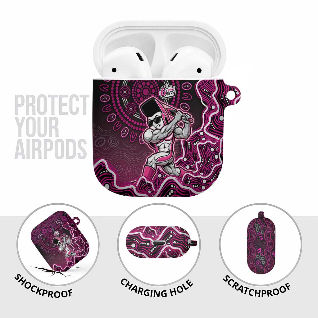 Sydney Sixers Cricket Mascot AirPods Case Aboriginal Dot Art Pink And Black Tribal Pattern