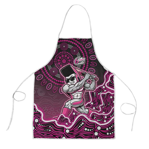 Sydney Sixers Cricket Mascot Apron Aboriginal Dot Art Pink And Black Tribal Pattern