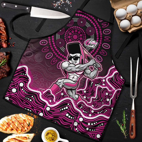 Sydney Sixers Cricket Mascot Apron Aboriginal Dot Art Pink And Black Tribal Pattern