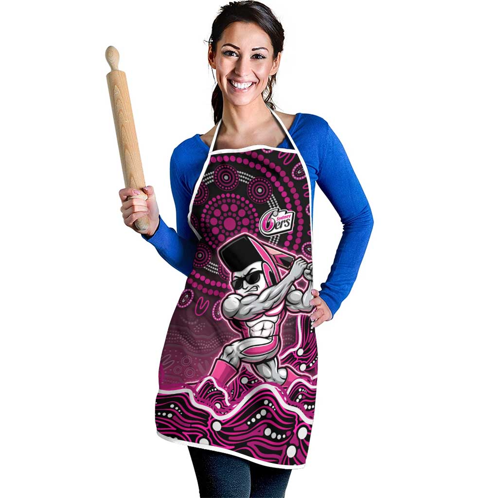 Sydney Sixers Cricket Mascot Apron Aboriginal Dot Art Pink And Black Tribal Pattern