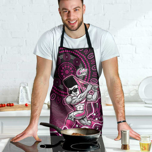 Sydney Sixers Cricket Mascot Apron Aboriginal Dot Art Pink And Black Tribal Pattern