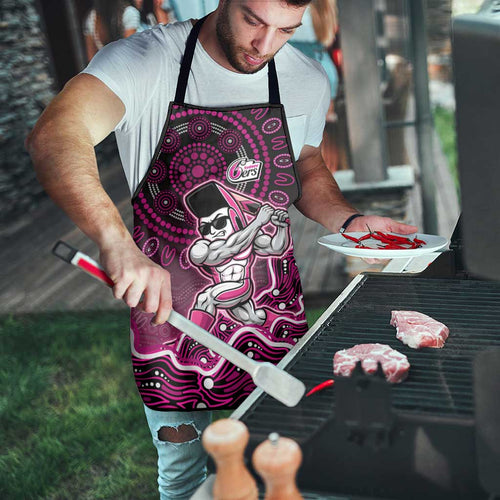 Sydney Sixers Cricket Mascot Apron Aboriginal Dot Art Pink And Black Tribal Pattern