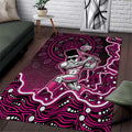 Sydney Sixers Cricket Mascot Area Rug Aboriginal Dot Art Pink And Black Tribal Pattern